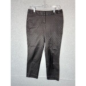 Worthington Pants Womens 4 Black Jacquard Slim Fit Cropped Stretch Dressy Modern
